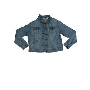 Levi Strauss Signature Womens Light Wash Denim Trucker Jacket Size L 12 14 Blue